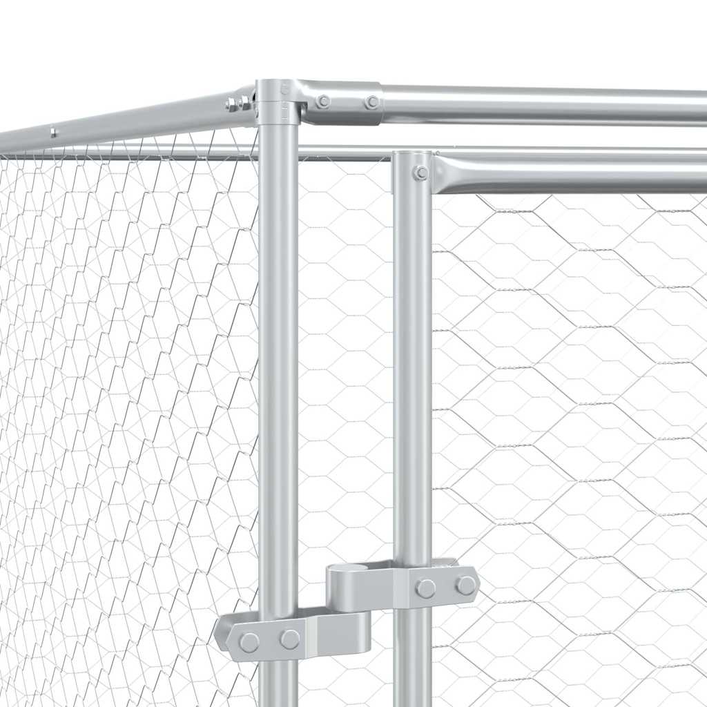 Outdoor Dog Kennel with Roof Silver 10x10x2.5m Galvanised Steel