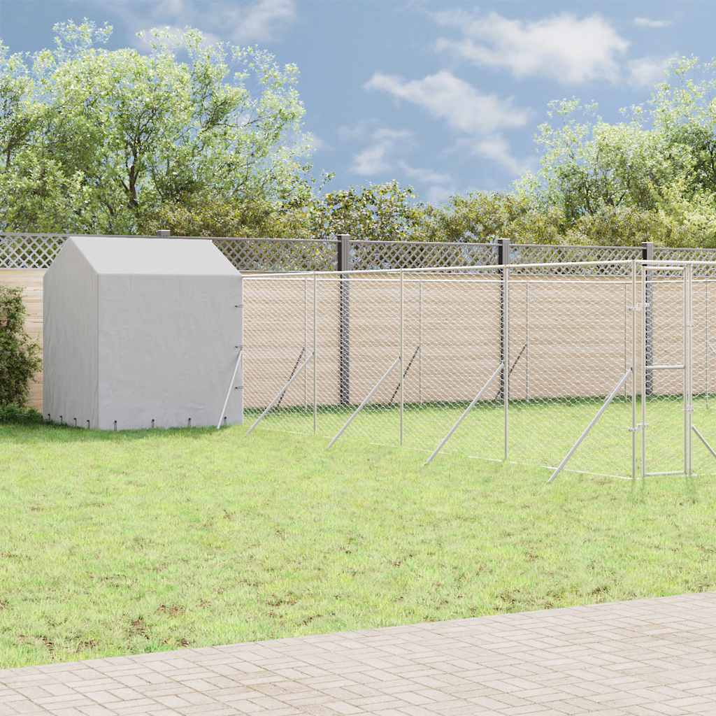 Outdoor Dog Kennel with Roof Silver 10x10x2.5m Galvanised Steel