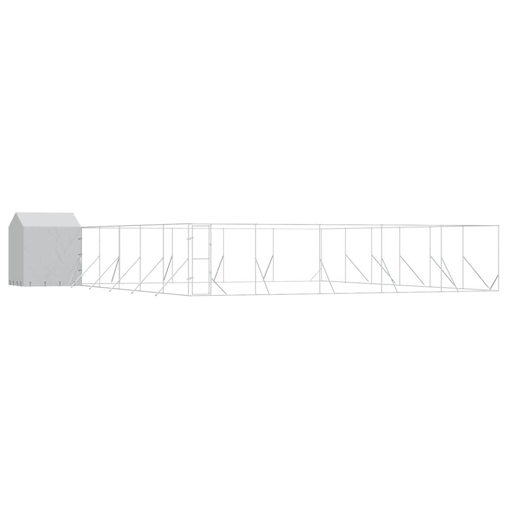 Outdoor Dog Kennel with Roof Silver 12x12x2.5m Galvanised Steel