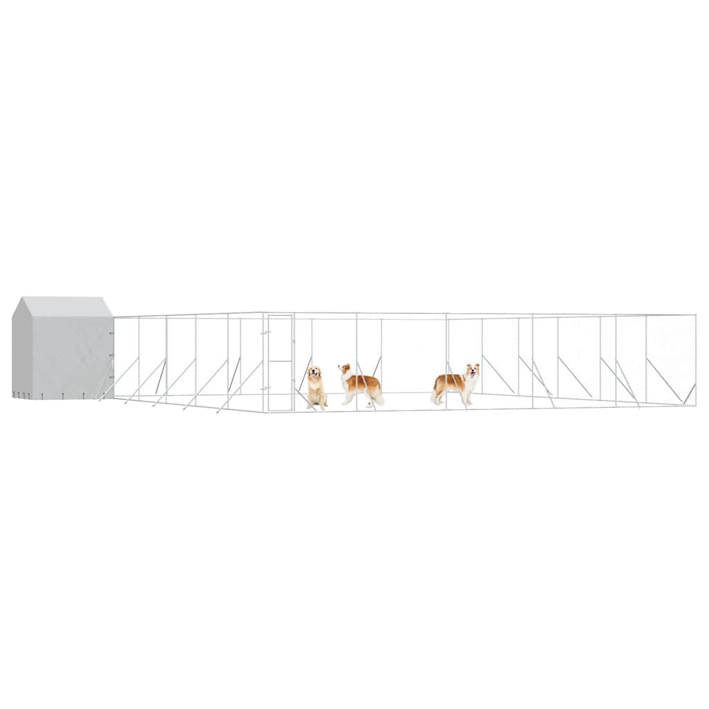 Outdoor Dog Kennel with Roof Silver 12x12x2.5m Galvanised Steel