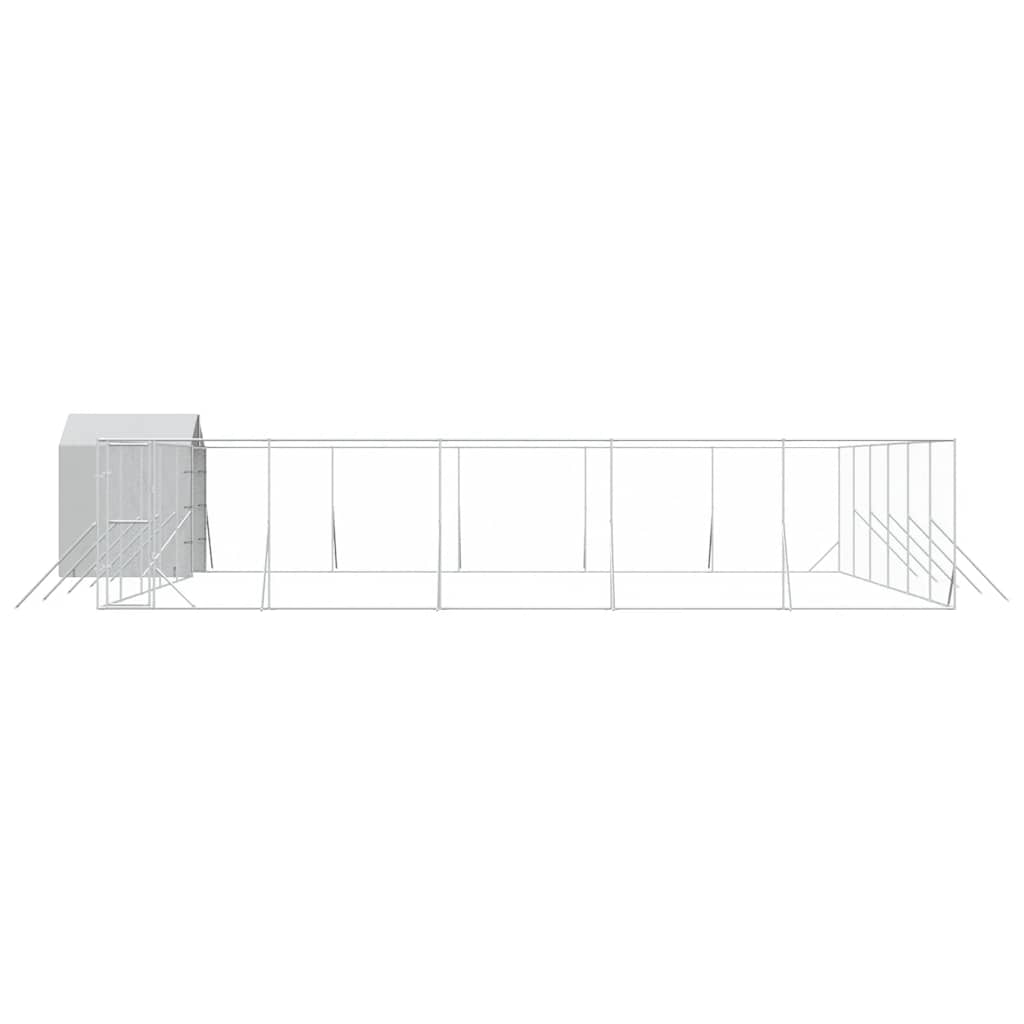 Outdoor Dog Kennel with Roof Silver 12x12x2.5m Galvanised Steel