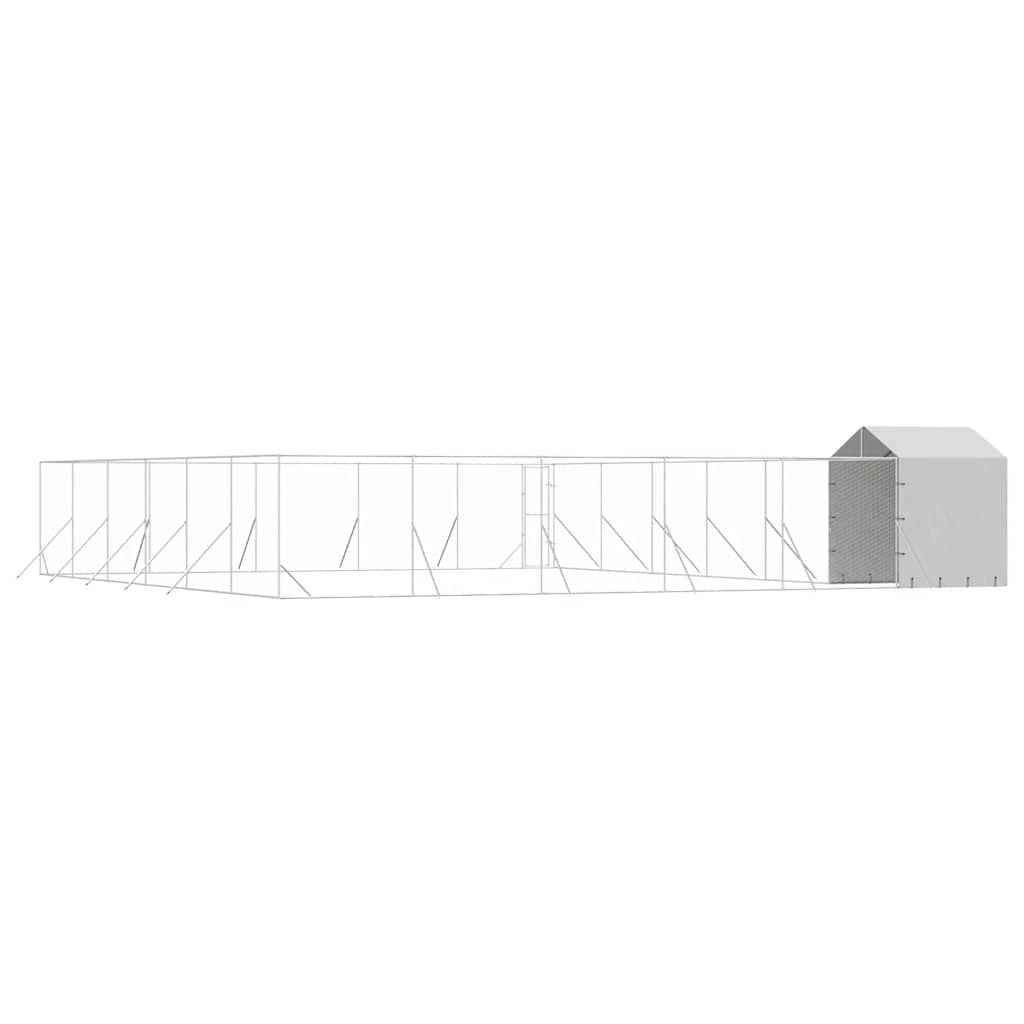 Outdoor Dog Kennel with Roof Silver 12x12x2.5m Galvanised Steel
