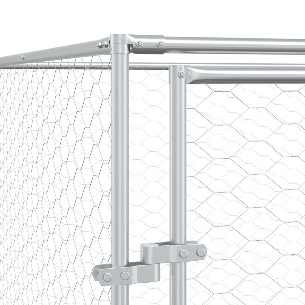 Outdoor Dog Kennel with Roof Silver 12x12x2.5m Galvanised Steel
