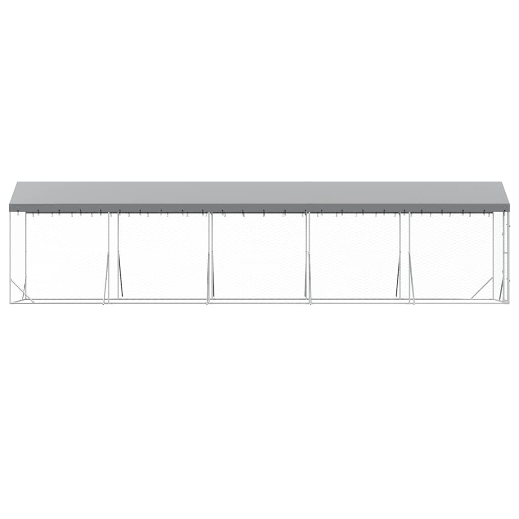 Outdoor Dog Kennel with Roof Silver 2x10x2.5 m Galvanised Steel