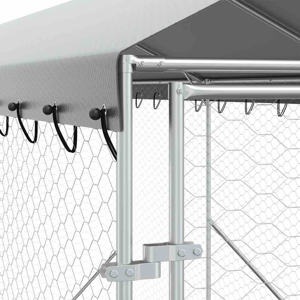Outdoor Dog Kennel with Roof Silver 2x14x2.5 m Galvanised Steel
