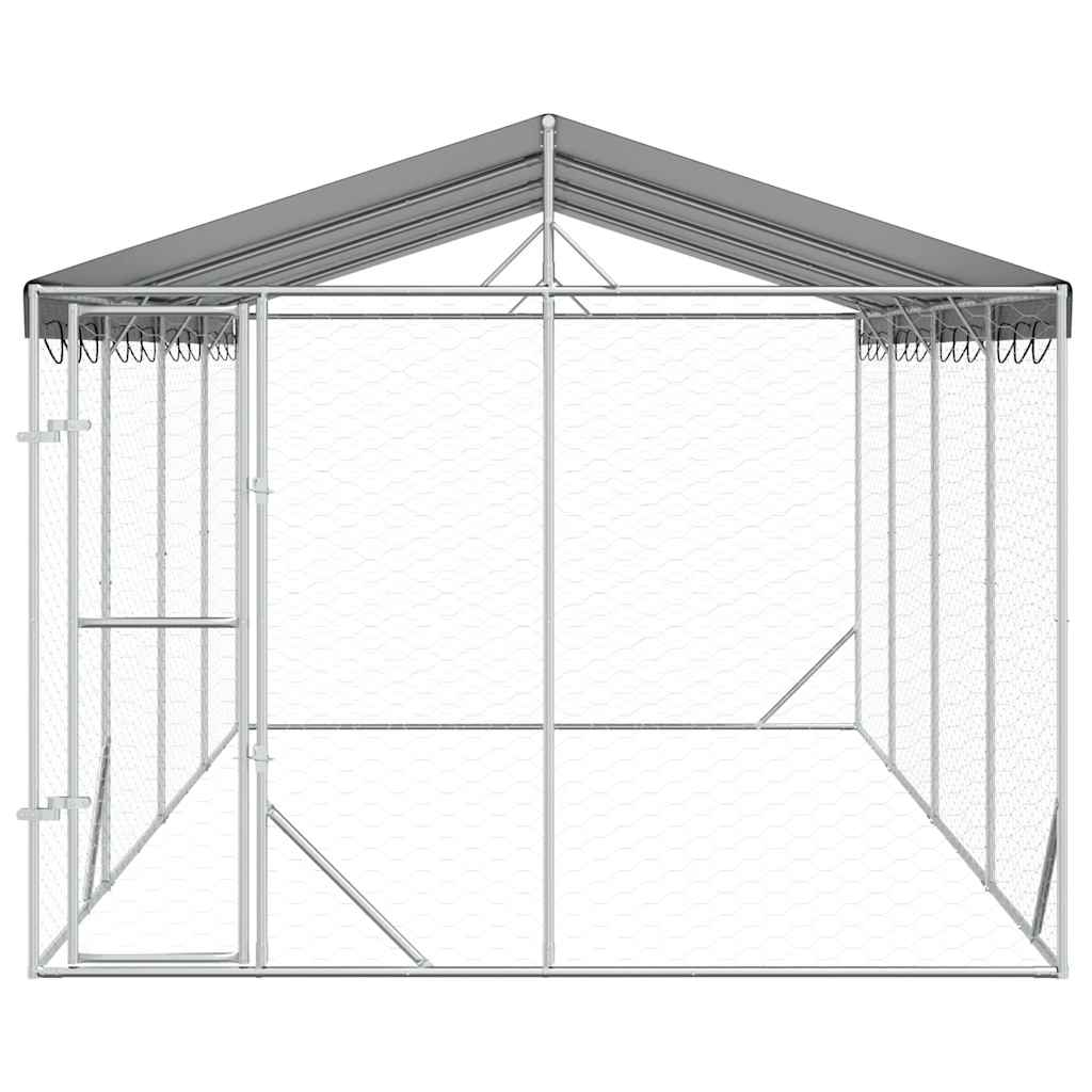 Outdoor Dog Kennel with Roof Silver 3x6x2.5 m Galvanised Steel