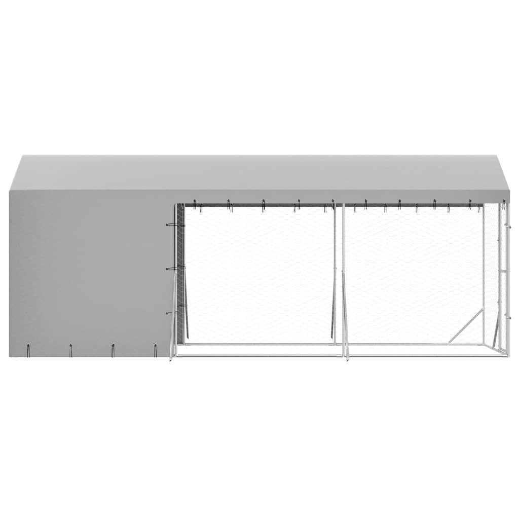 Outdoor Dog Kennel with Roof Silver 2x6x2.5 m Galvanised Steel