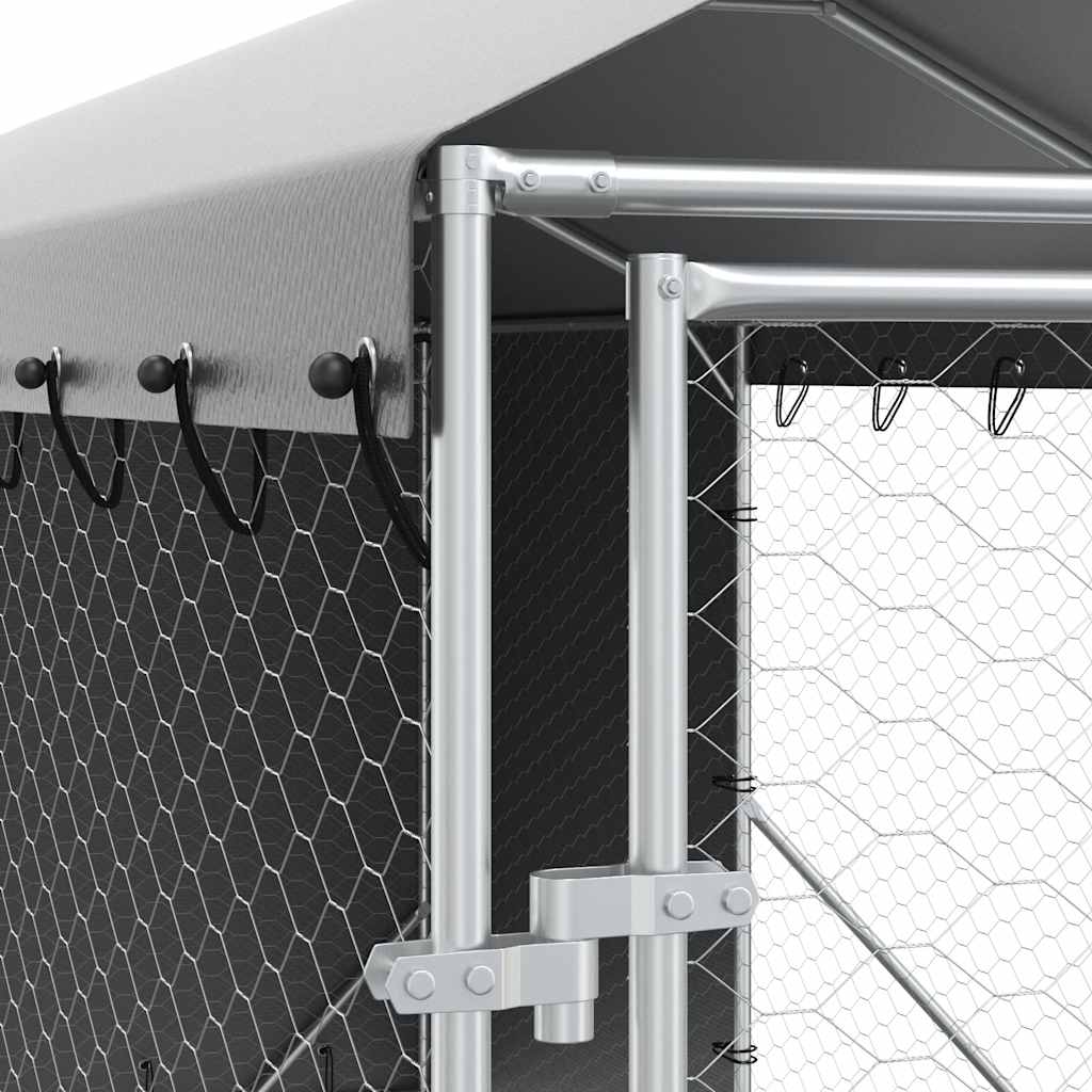 Outdoor Dog Kennel with Roof Silver 2x10x2.5 m Galvanised Steel