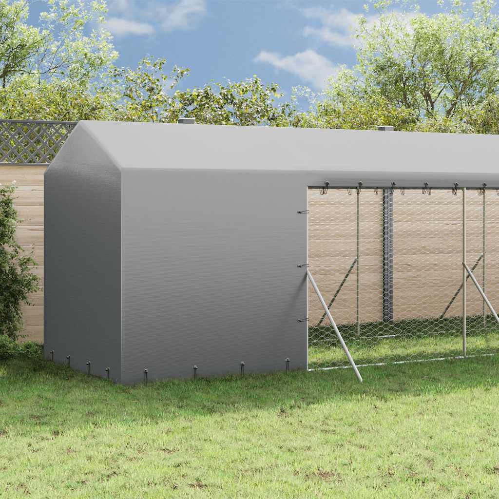 Outdoor Dog Kennel with Roof Silver 2x14x2.5 m Galvanised Steel