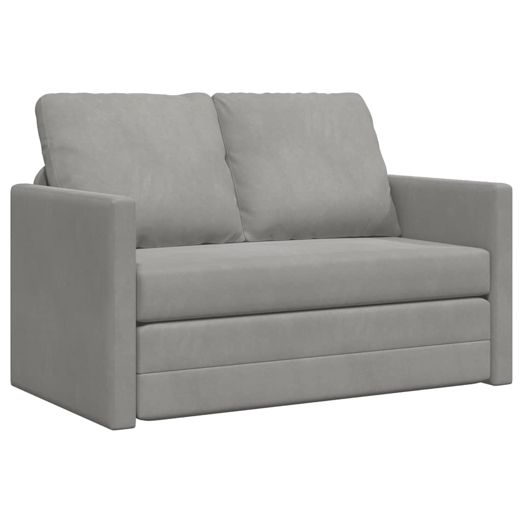 Floor Sofa Bed 2-in-1 Light Grey 122x204x55 cm Velvet