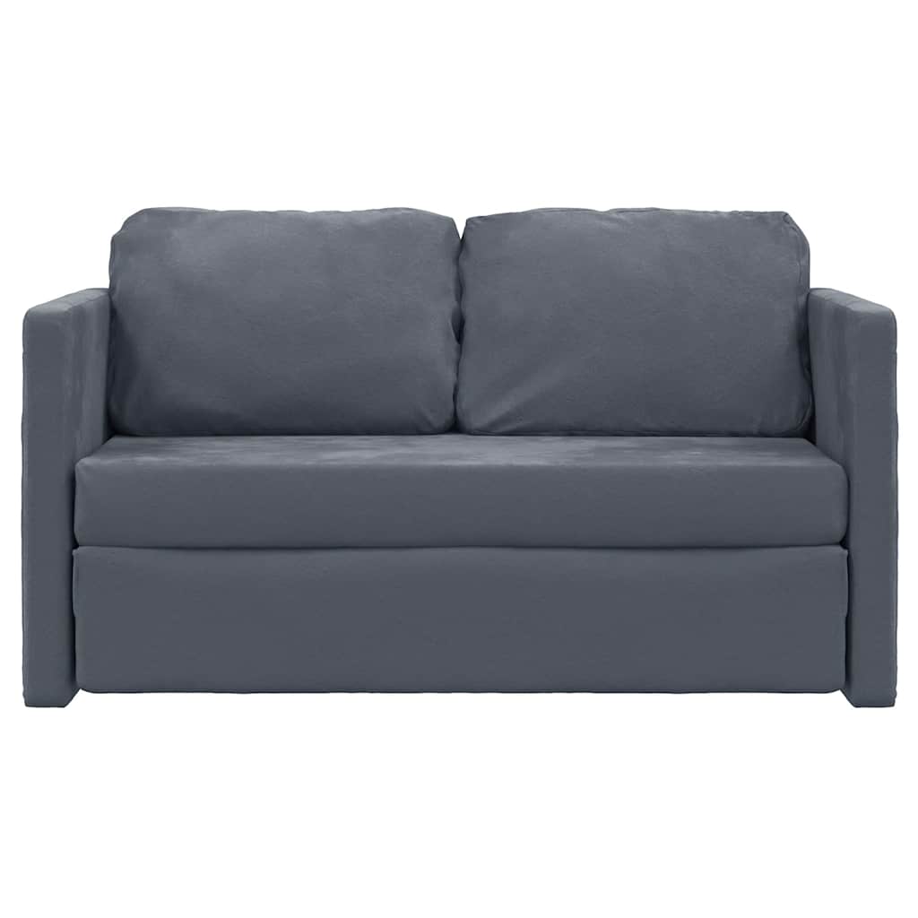 Floor Sofa Bed 2-in-1 Dark Grey 122x204x55 cm Velvet
