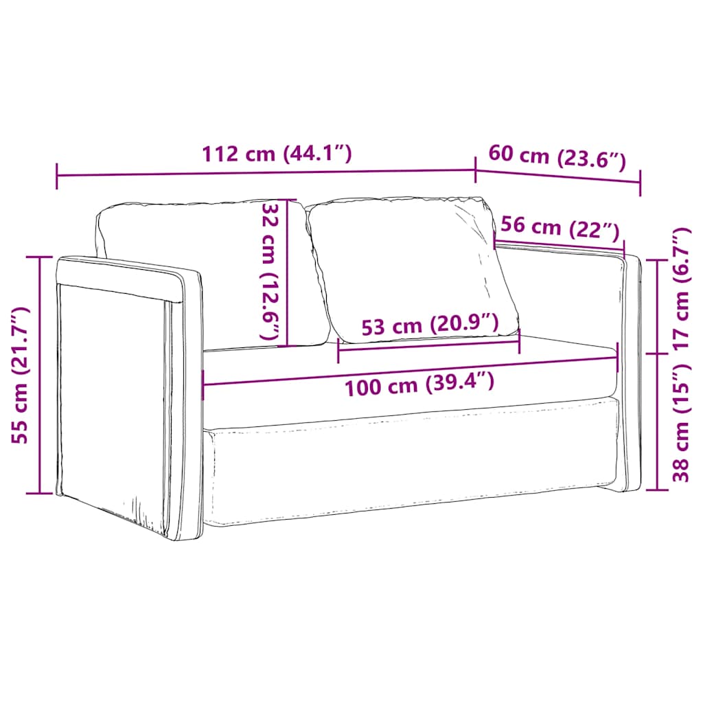 Floor Sofa Bed 2-in-1 Dark Grey 112x174x55 cm Fabric