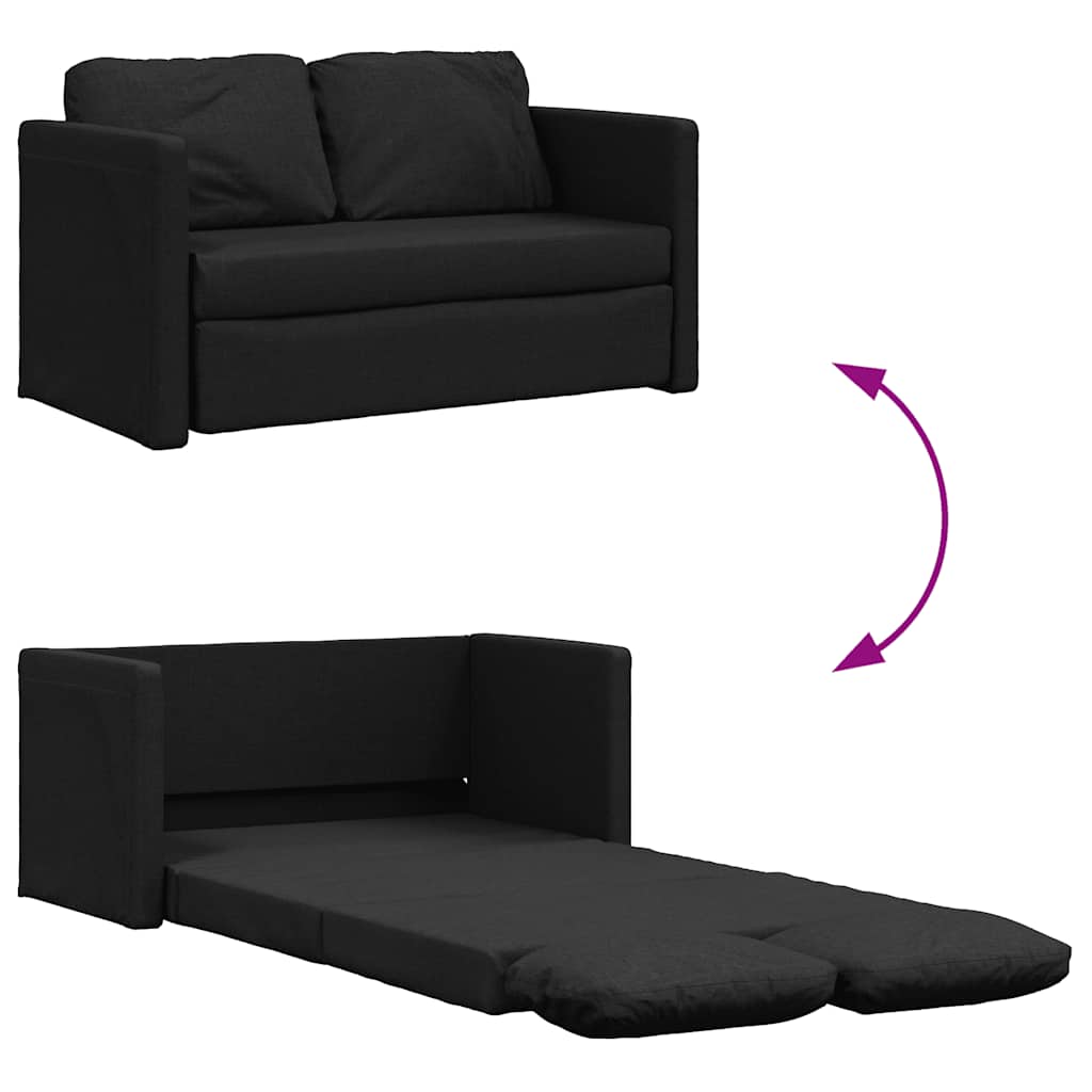 Floor Sofa Bed 2-in-1 Black 112x174x55 cm Fabric