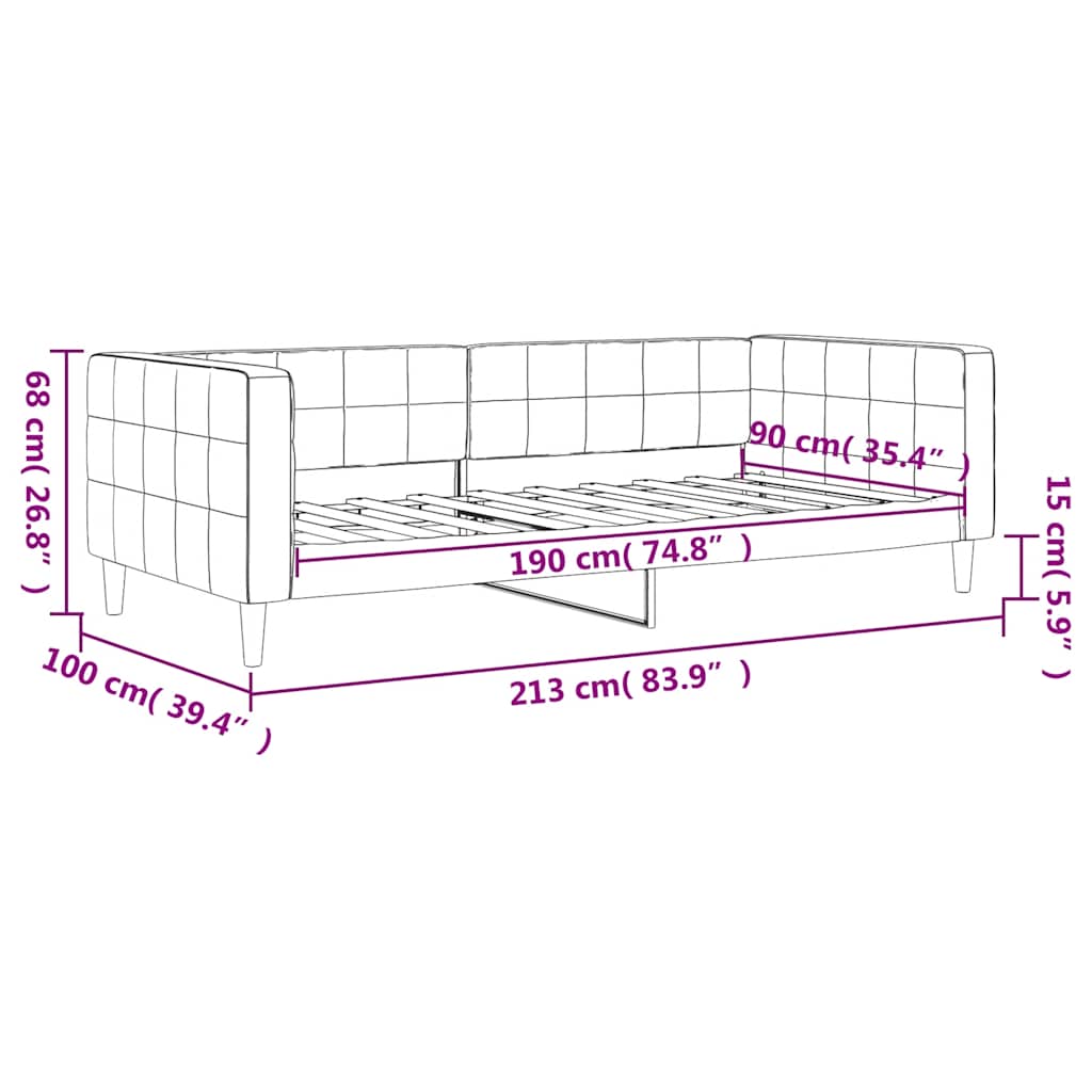 Day Bed without Mattress Dark Grey 90x190 cm Velvet