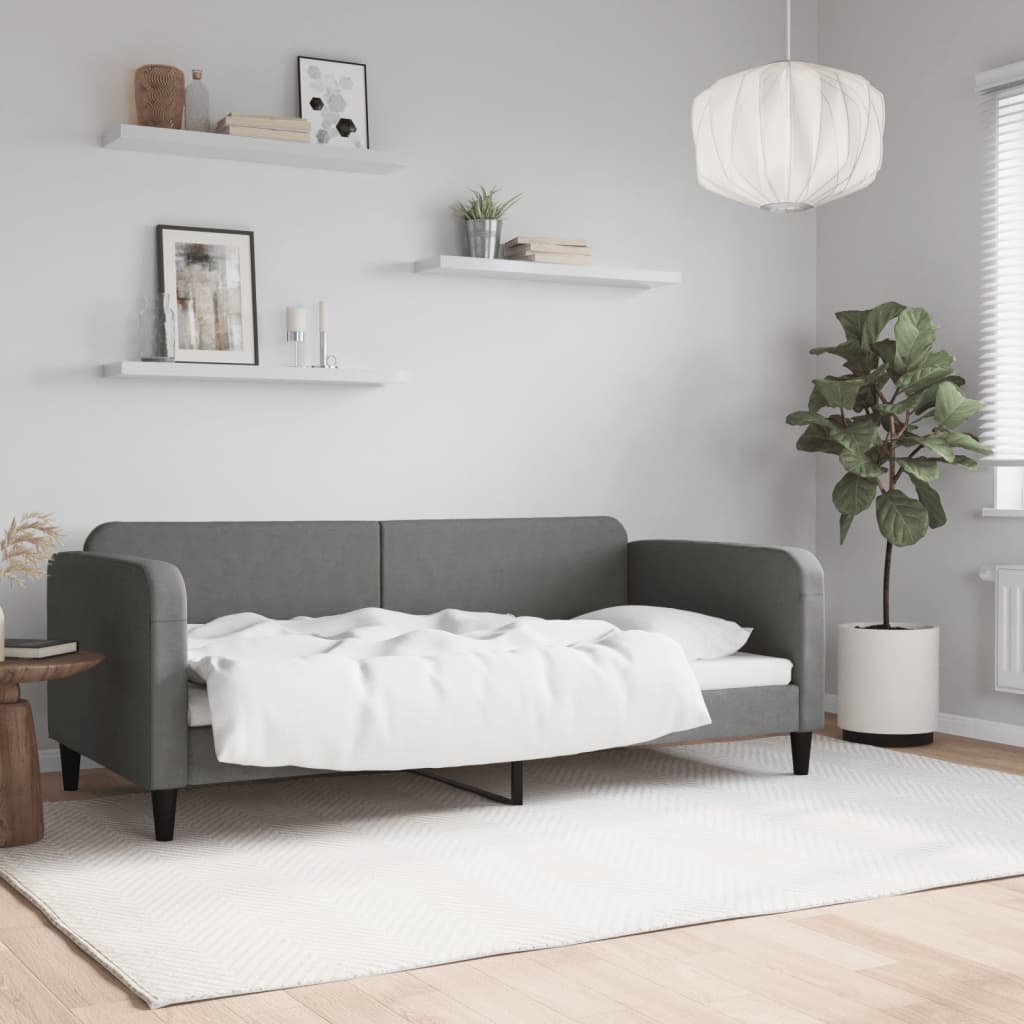 Day Bed without Mattress Dark Grey 90x190 cm Fabric