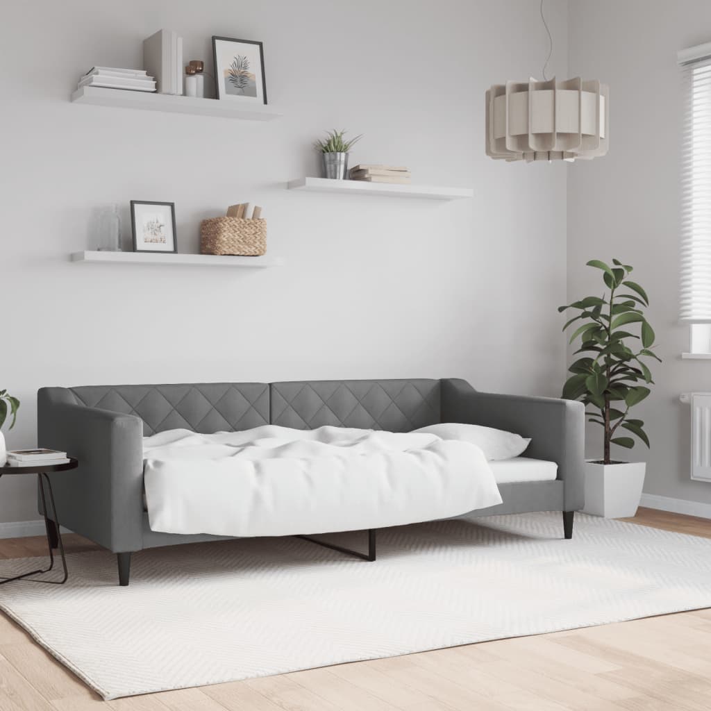 Day Bed without Mattress Dark Grey 90x190 cm Fabric