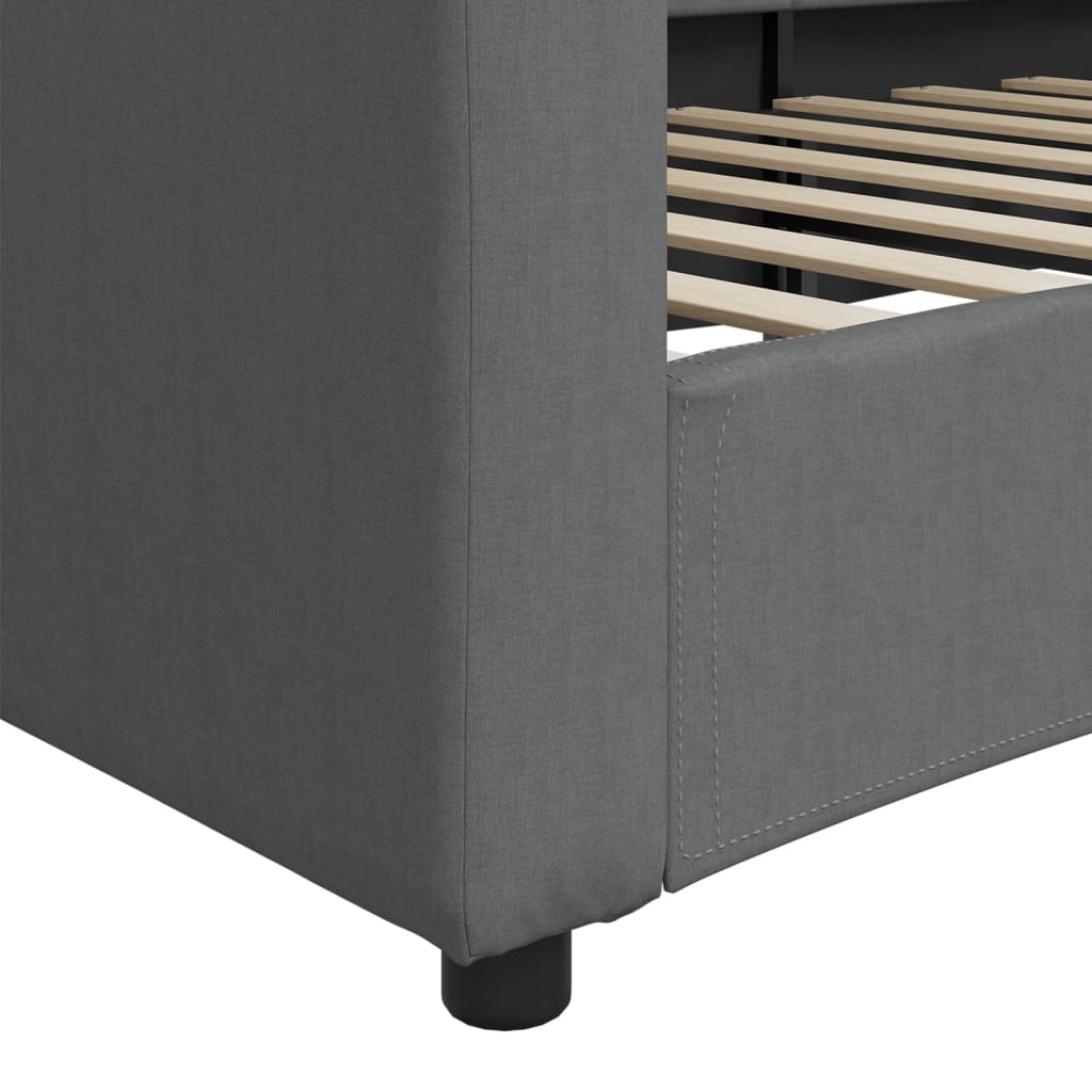 Day Bed without Mattress Dark Grey 90x190 cm Fabric
