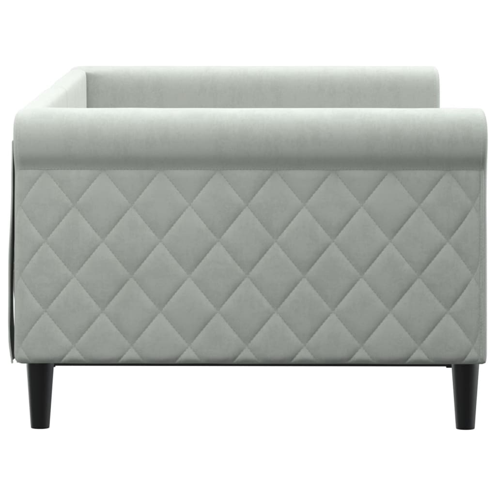 Day Bed without Mattress Light Grey 90x190 cm Velvet