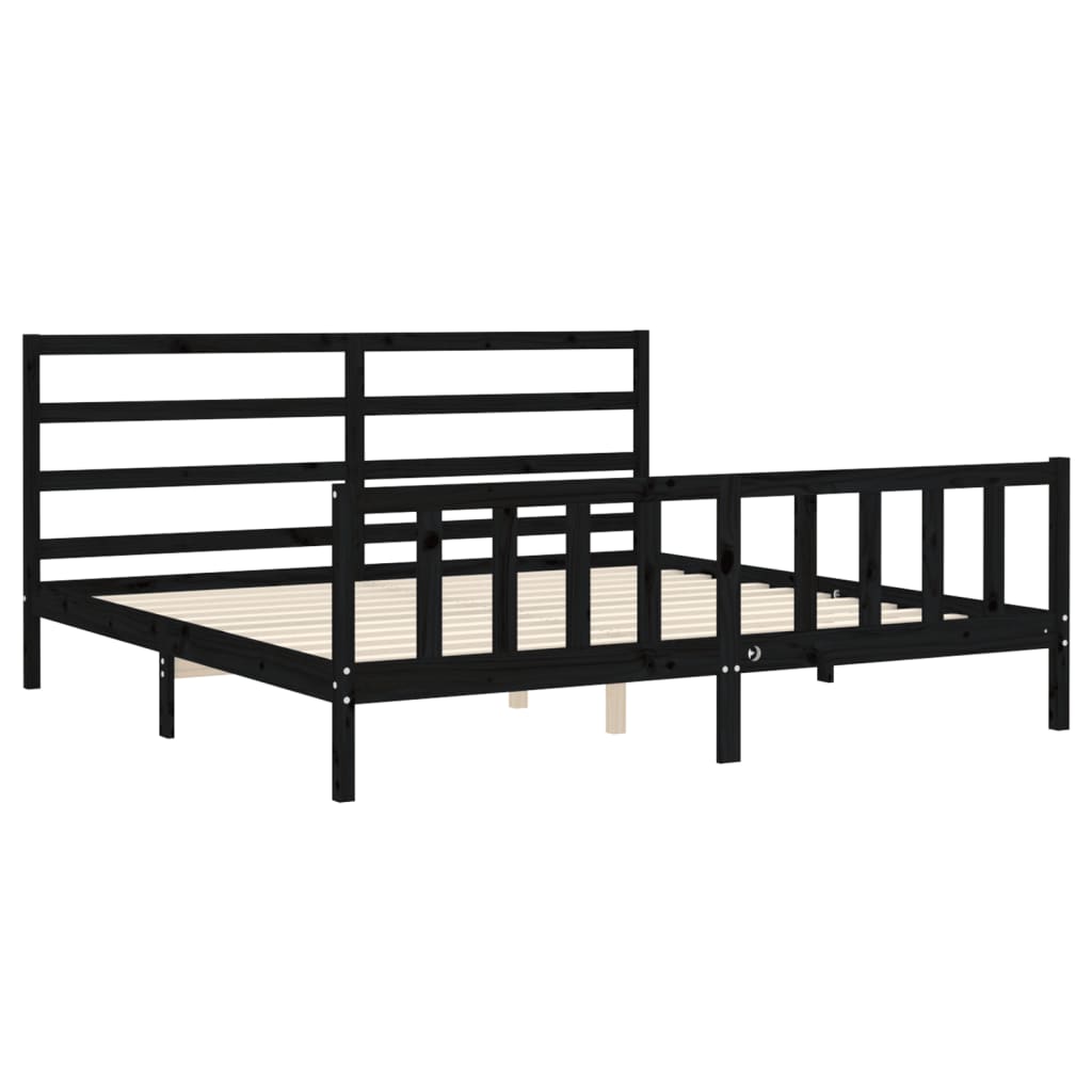 Bed Frame without Mattress Black 183x203 cm King Solid Wood Pine