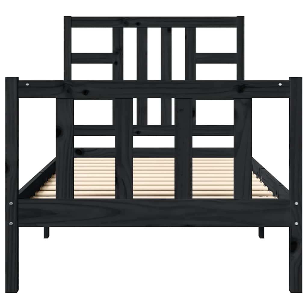 Bed Frame without Mattress Black 90x190 cm Solid Wood Pine