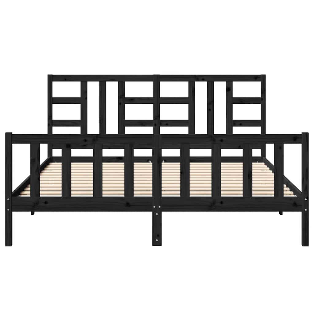 Bed Frame without Mattress Black 183x203 cm King Solid Wood Pine