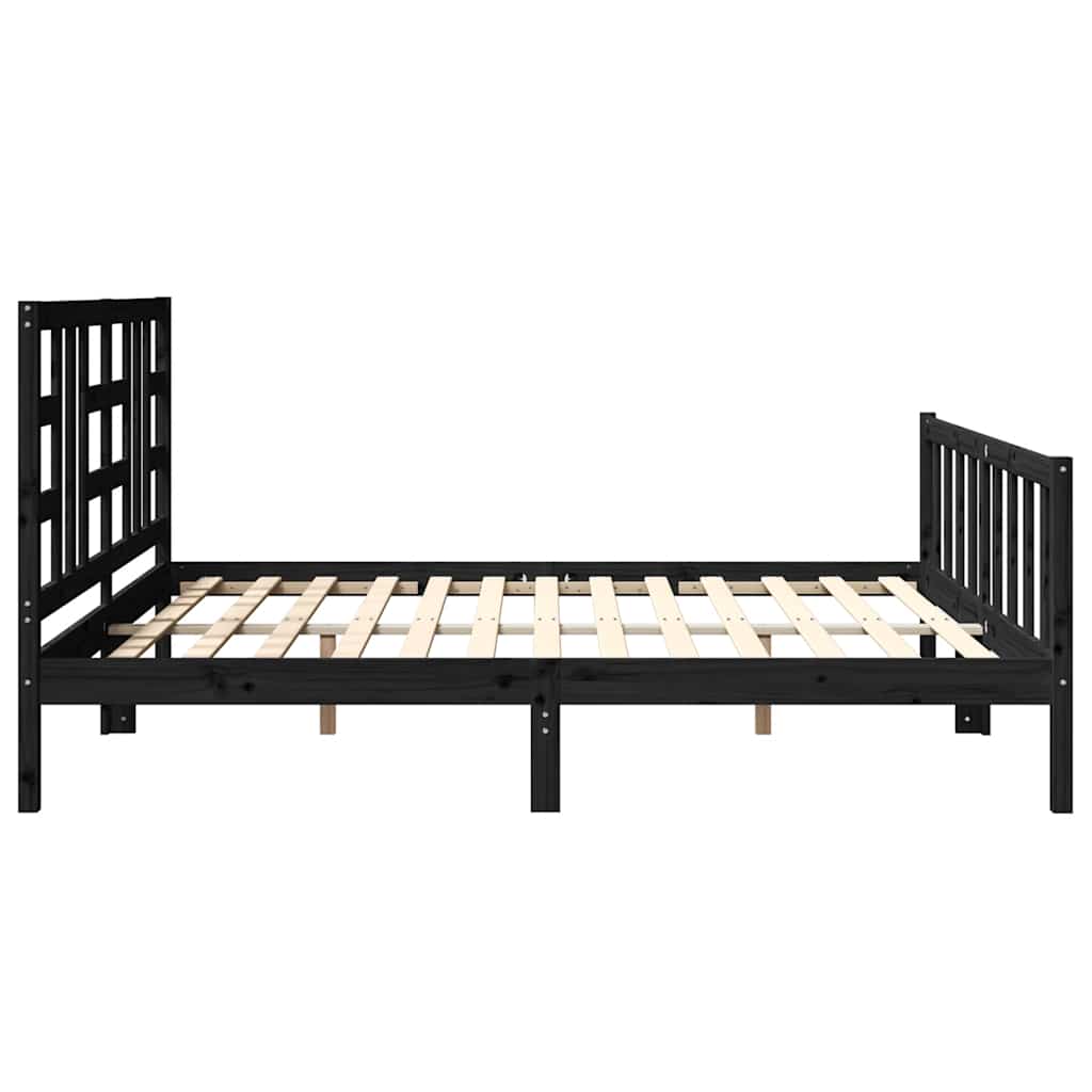 Bed Frame without Mattress Black 183x203 cm King Solid Wood Pine