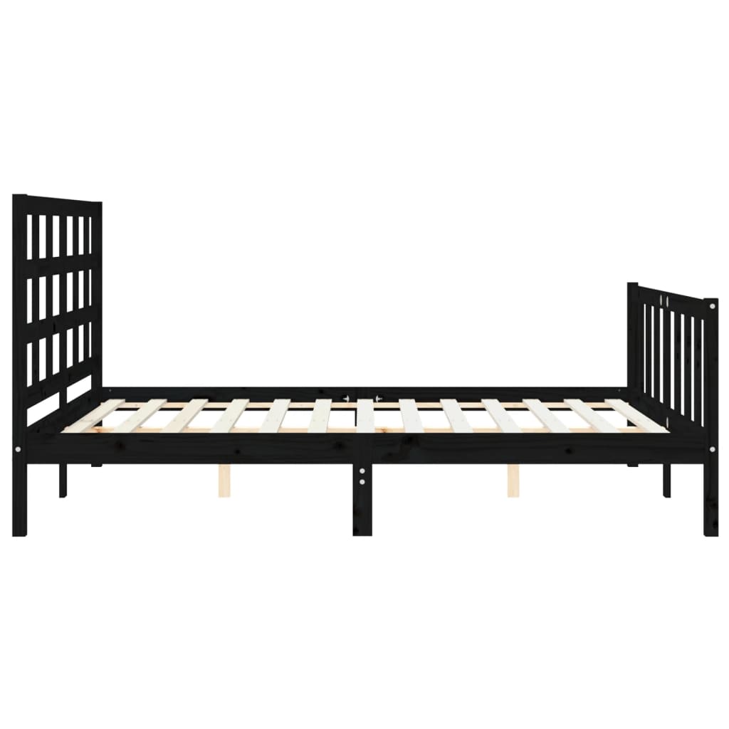 Bed Frame without Mattress Black 150x200 cm Solid Wood Pine