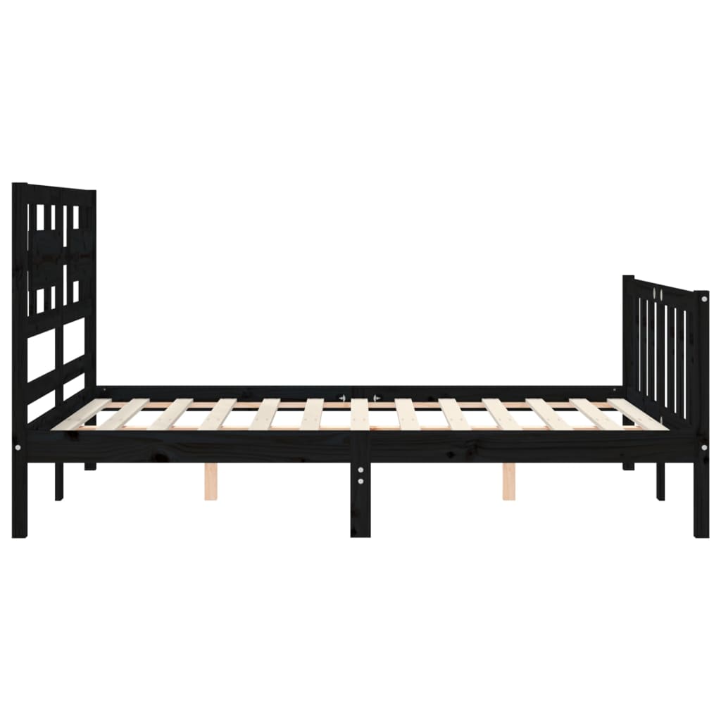 Bed Frame without Mattress Black 135x190 cm Solid Wood Pine