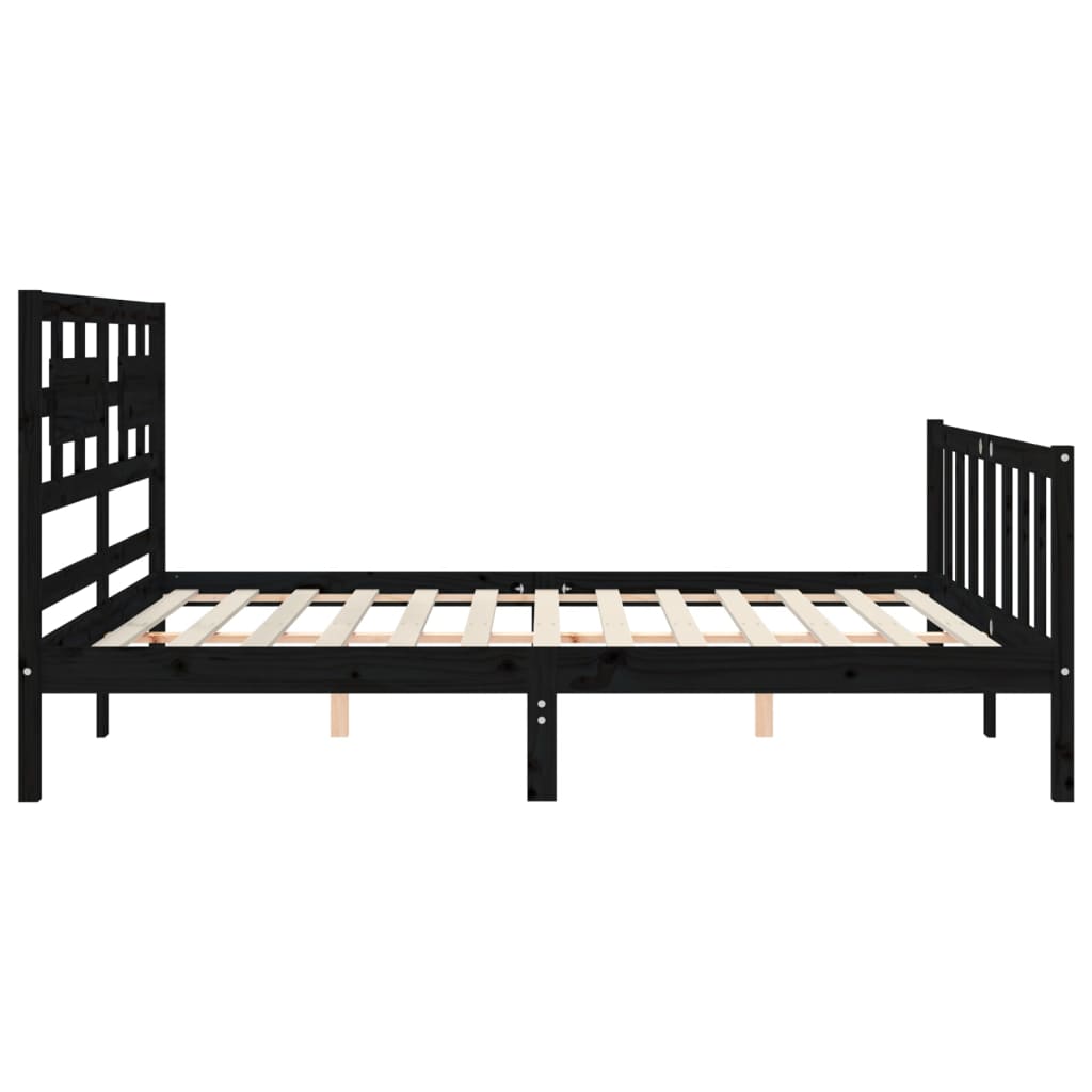 Bed Frame without Mattress Black 150x200 cm Solid Wood Pine