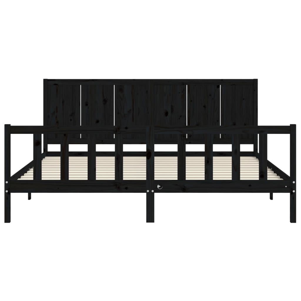 Bed Frame without Mattress Black 183x203 cm King Solid Wood Pine