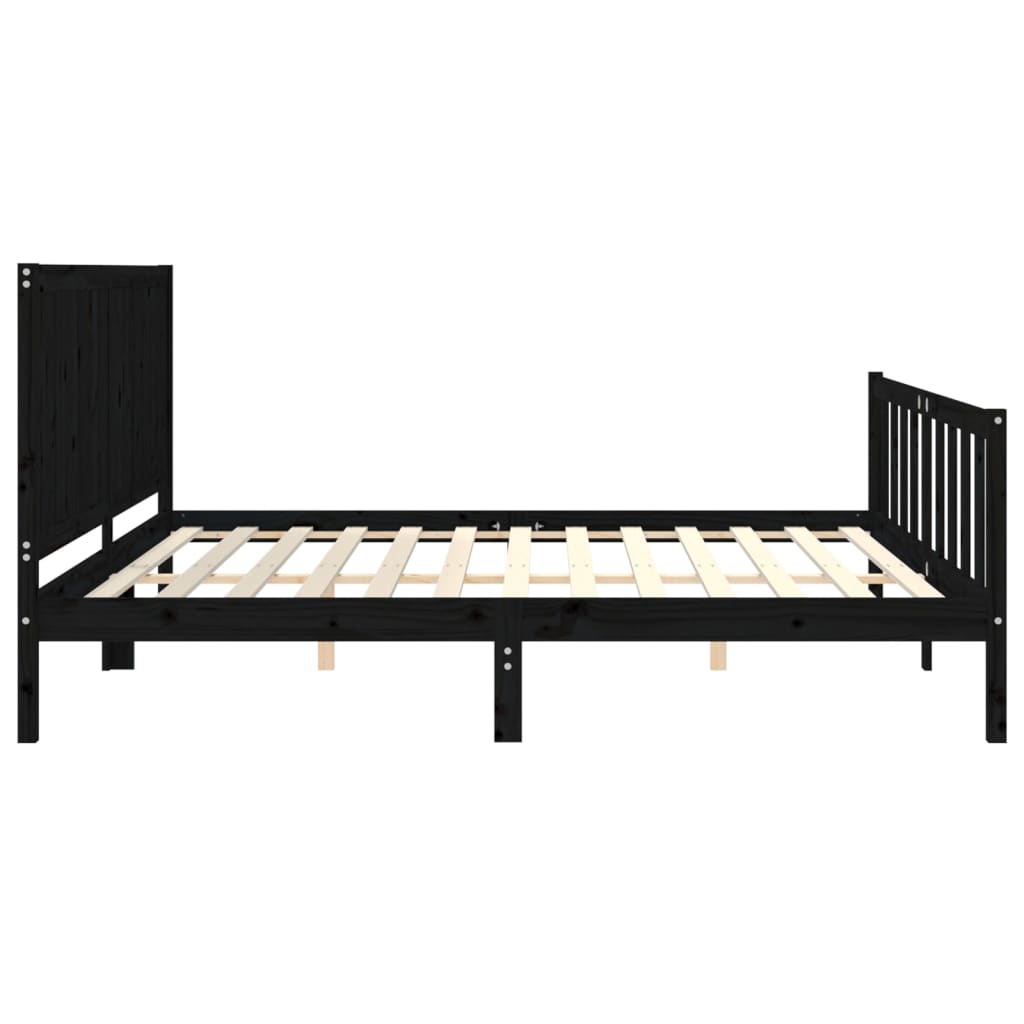 Bed Frame without Mattress Black 183x203 cm King Solid Wood Pine