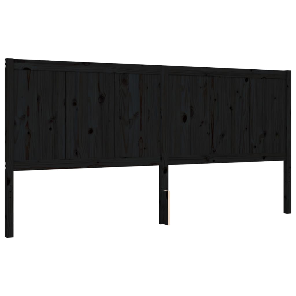 Bed Frame without Mattress Black 183x203 cm King Solid Wood Pine