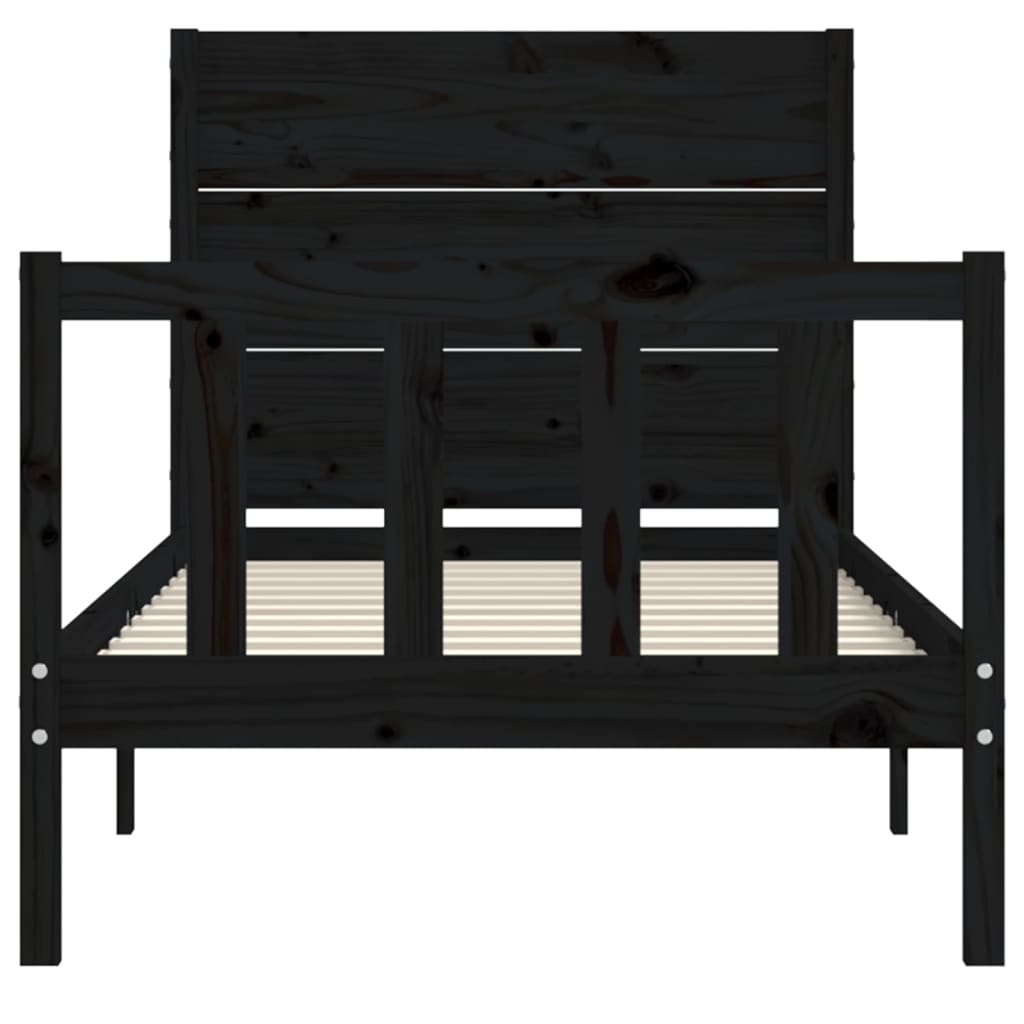 Bed Frame without Mattress Black 90x190 cm Solid Wood Pine