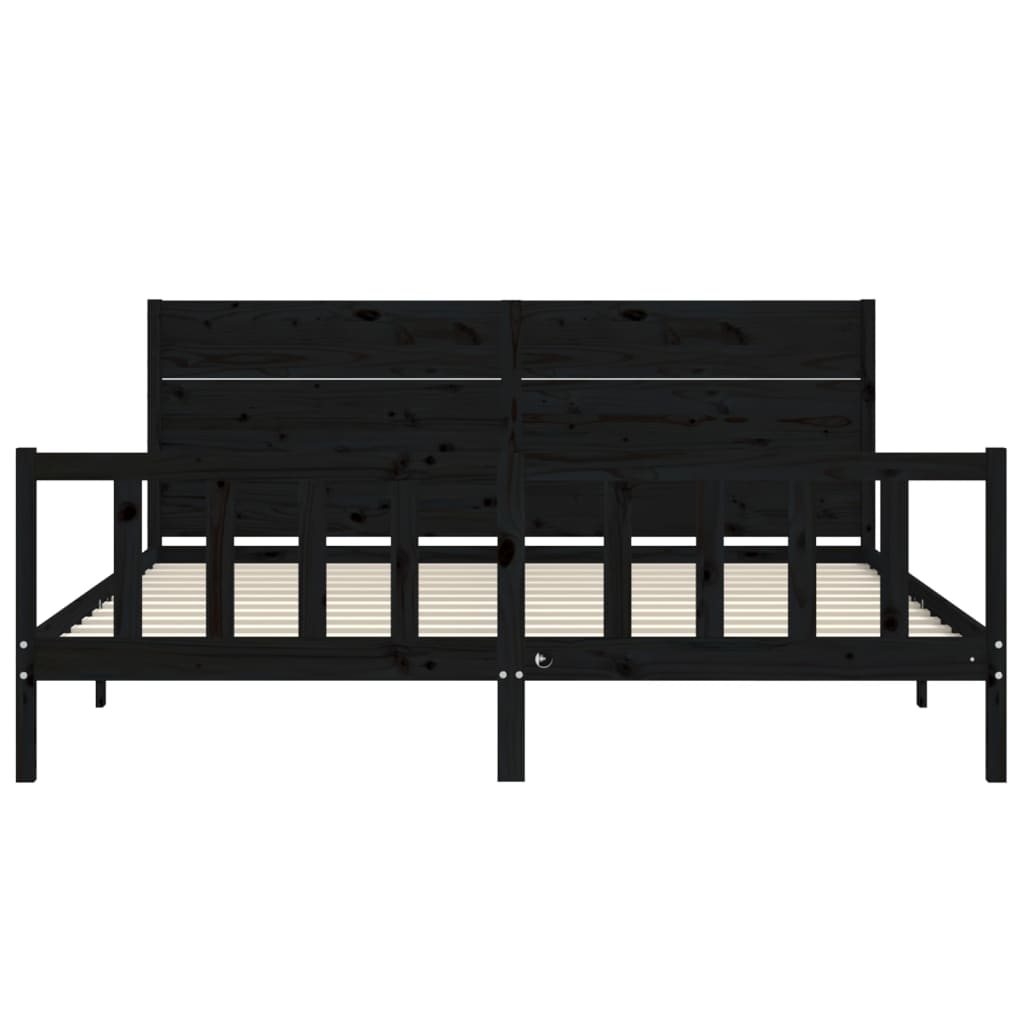 Bed Frame without Mattress Black 183x203 cm King Solid Wood Pine