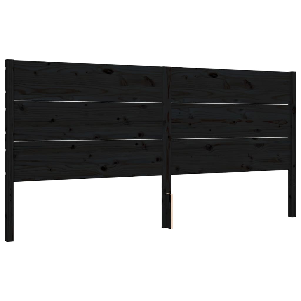 Bed Frame without Mattress Black 183x203 cm King Solid Wood Pine