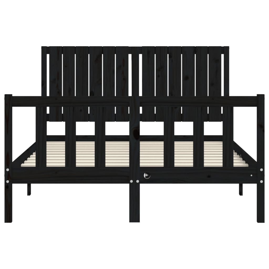 Bed Frame without Mattress Black 135x190 cm Solid Wood Pine