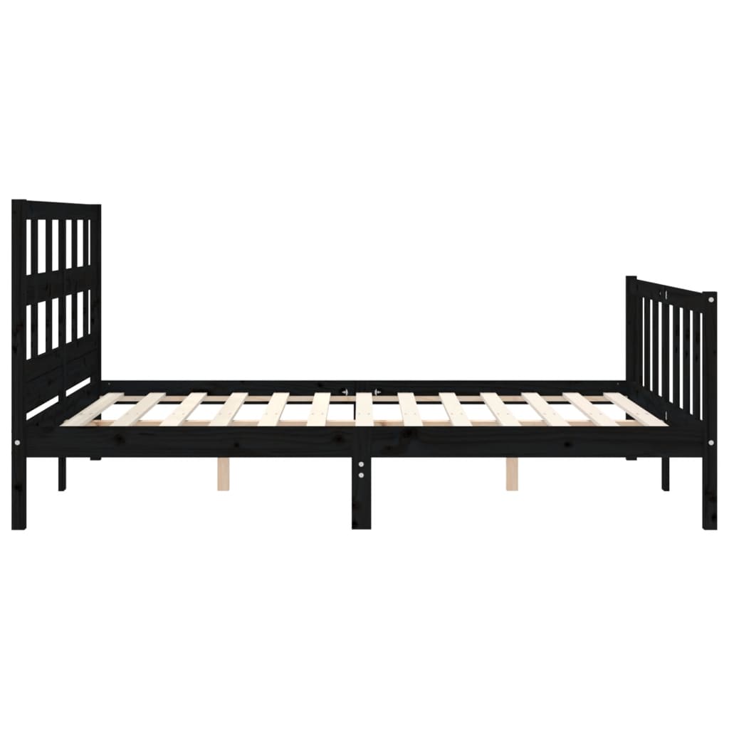 Bed Frame without Mattress Black 150x200 cm Solid Wood Pine