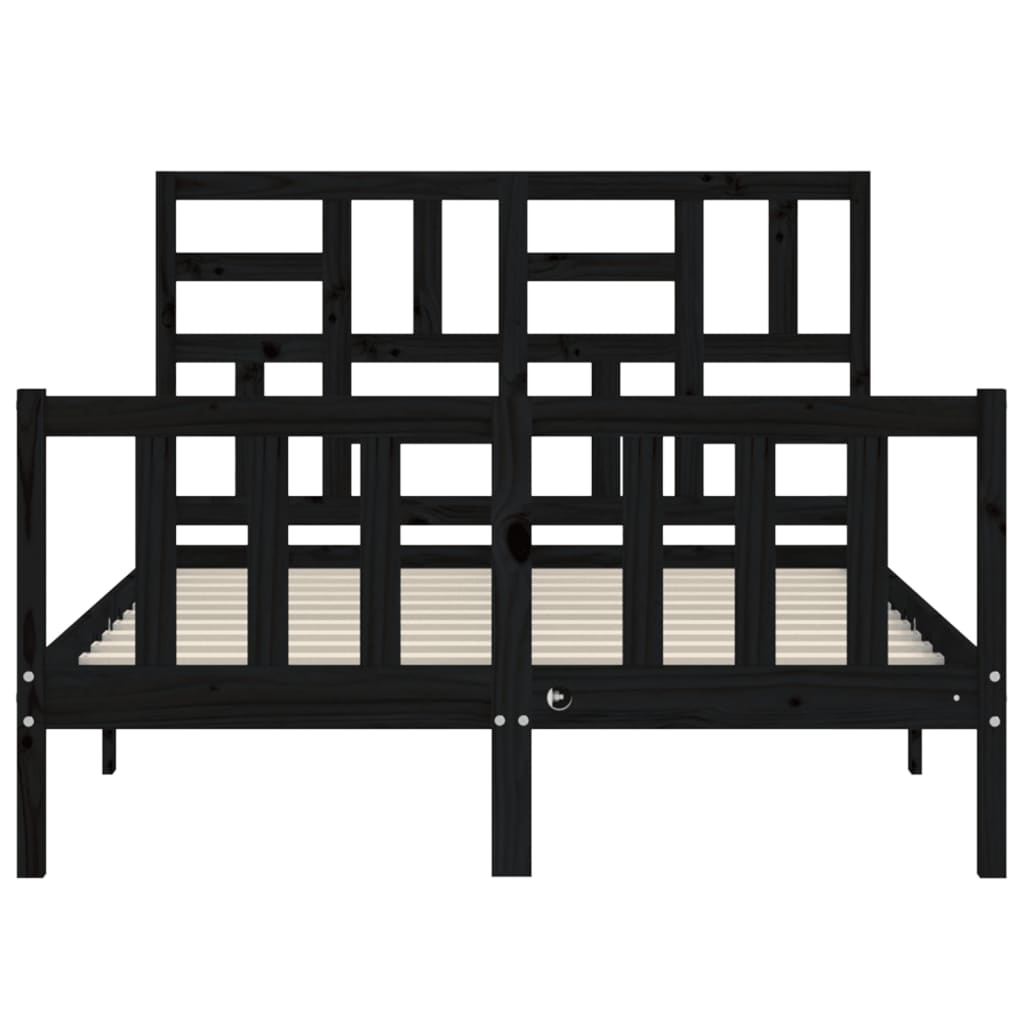 Bed Frame without Mattress Black 135x190 cm Solid Wood Pine