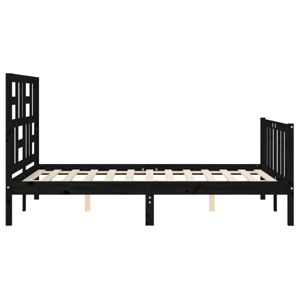 Bed Frame without Mattress Black 135x190 cm Solid Wood Pine