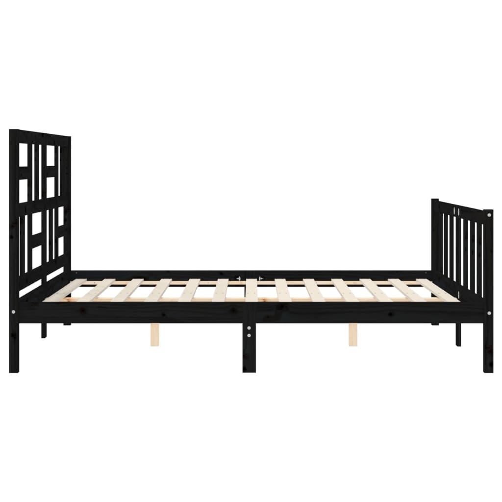 Bed Frame without Mattress Black 150x200 cm Solid Wood Pine