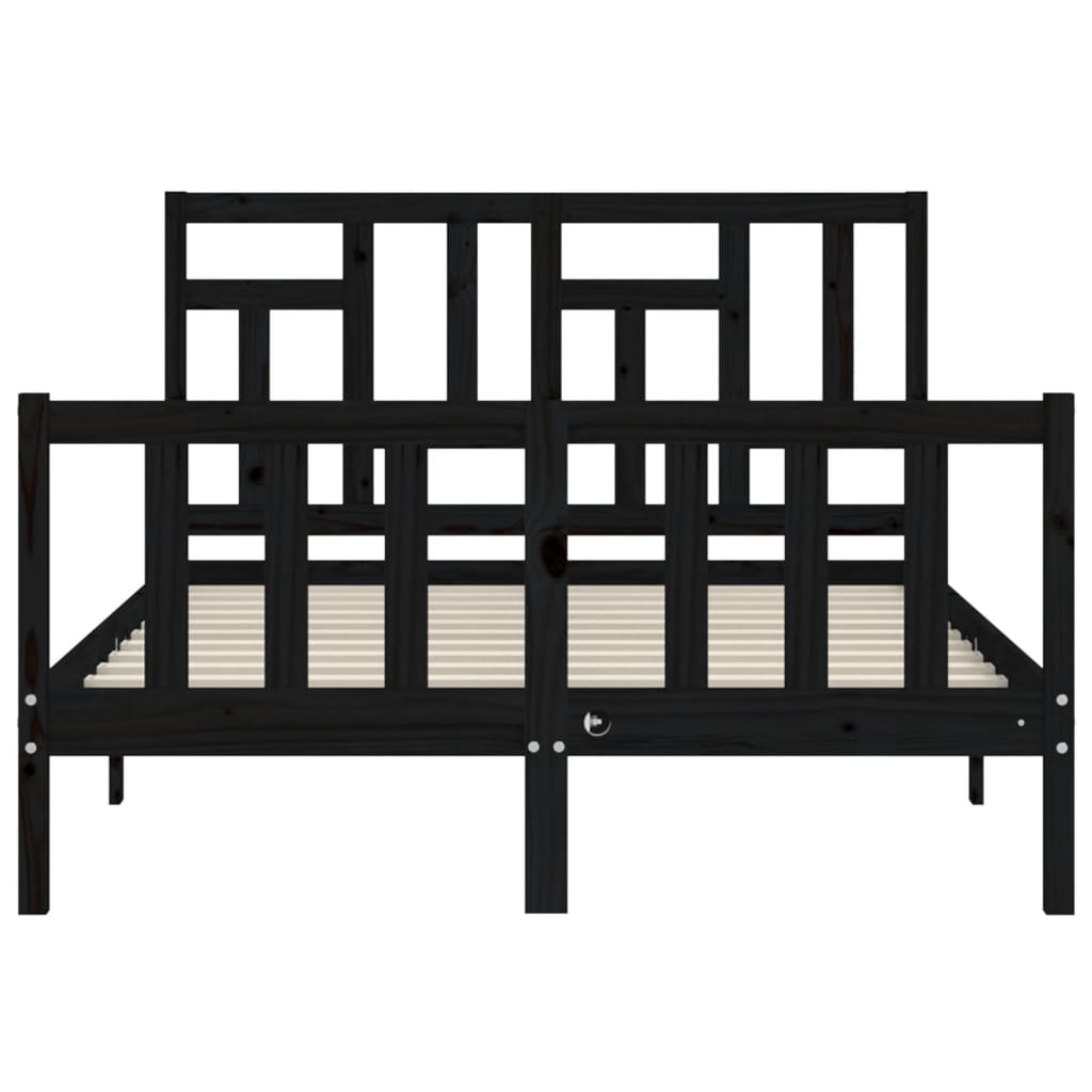Bed Frame without Mattress Black 135x190 cm Solid Wood Pine