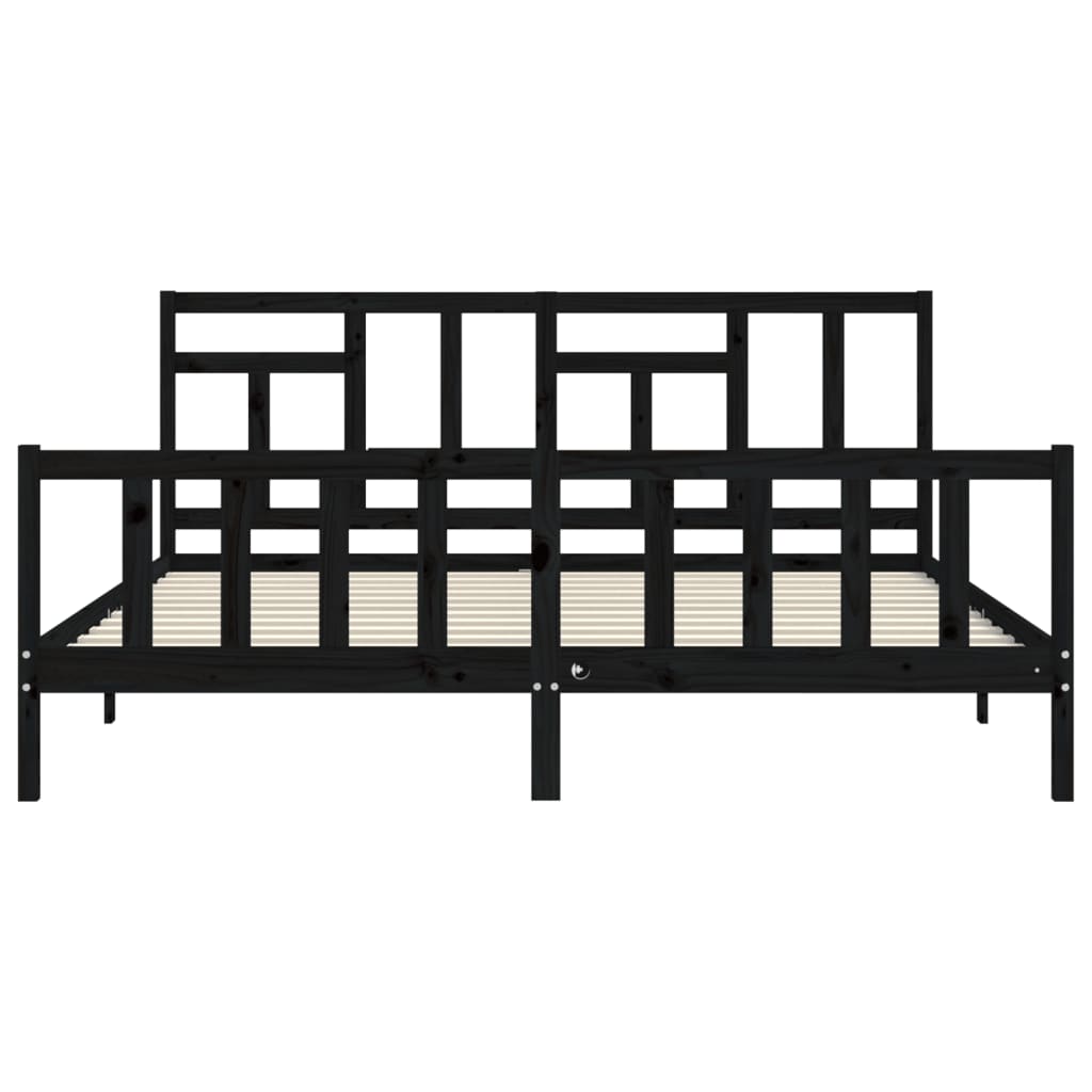 Bed Frame without Mattress Black 183x203 cm King Solid Wood Pine
