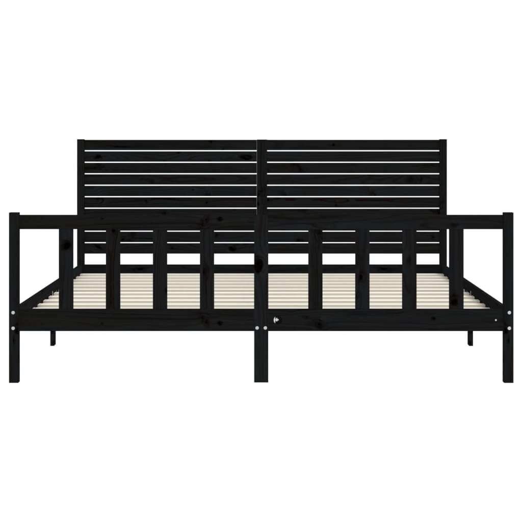 Bed Frame without Mattress Black 183x203 cm King Solid Wood Pine