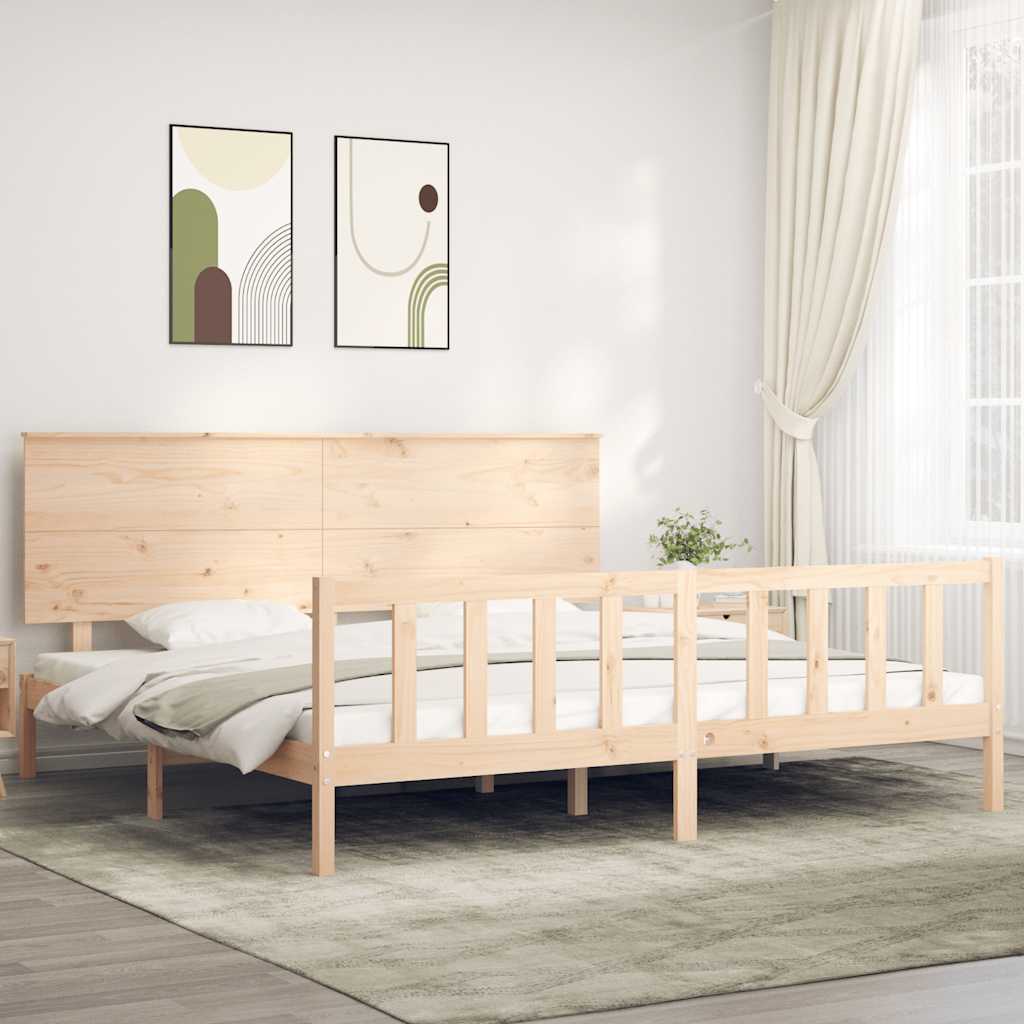 Bed Frame without Mattress 183x203 cm King Solid Wood Pine
