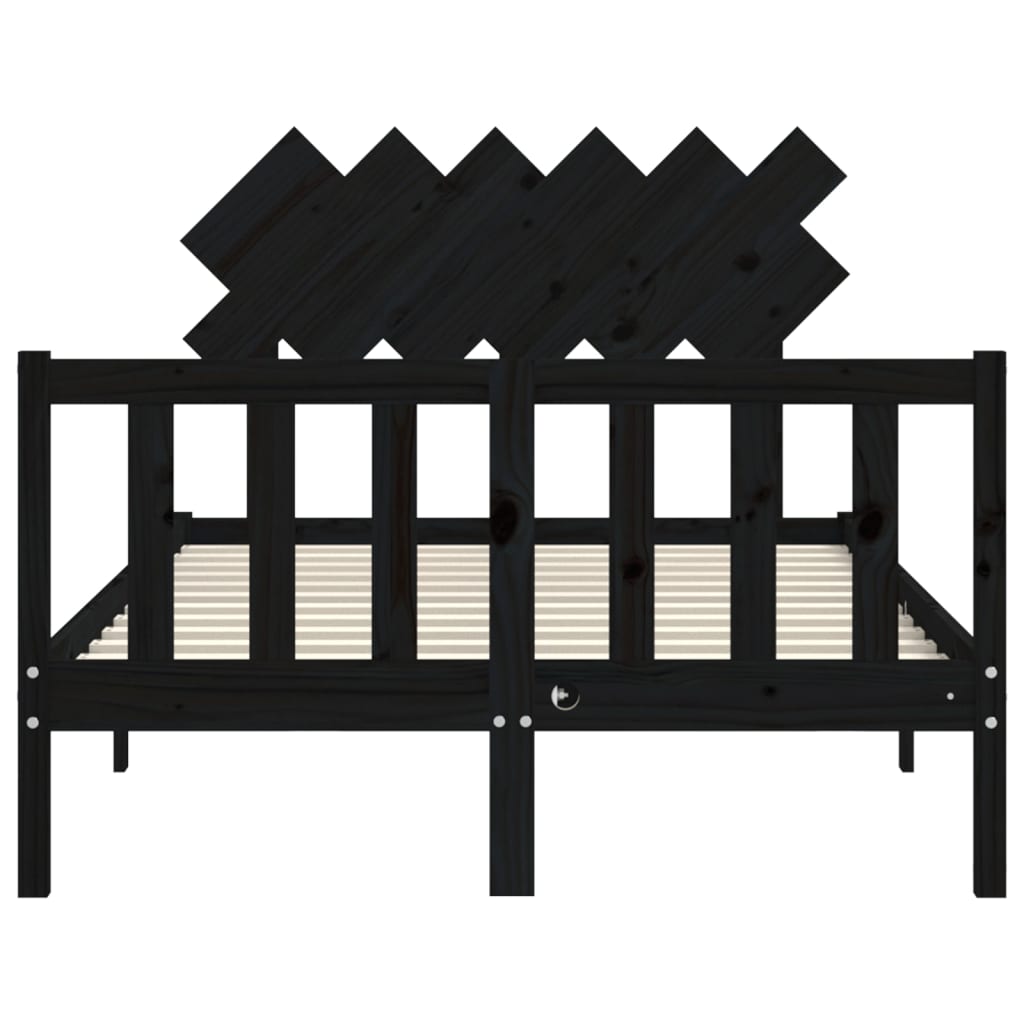 Bed Frame without Mattress Black 135x190 cm Solid Wood Pine
