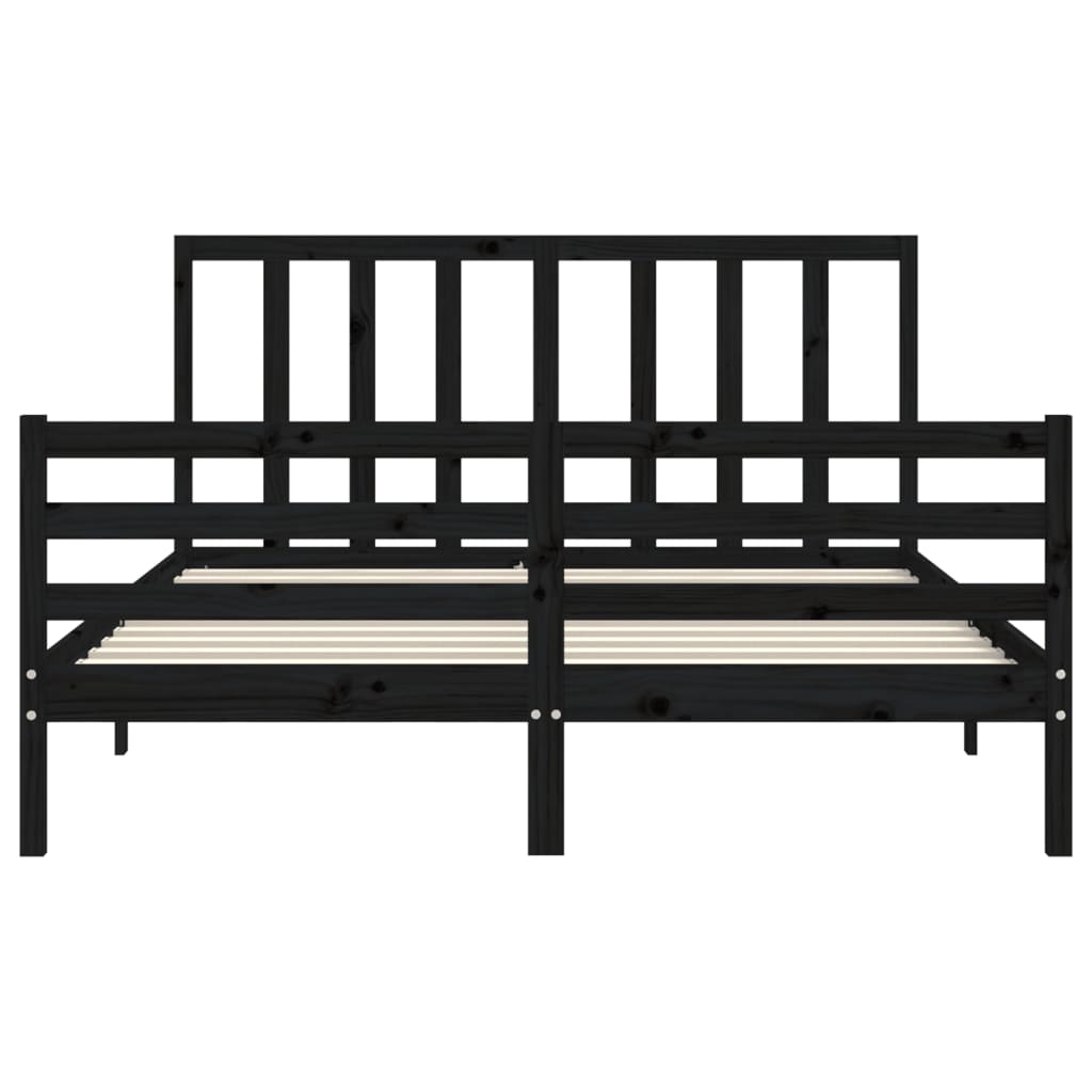 Bed Frame without Mattress Black 150x200 cm Solid Wood Pine