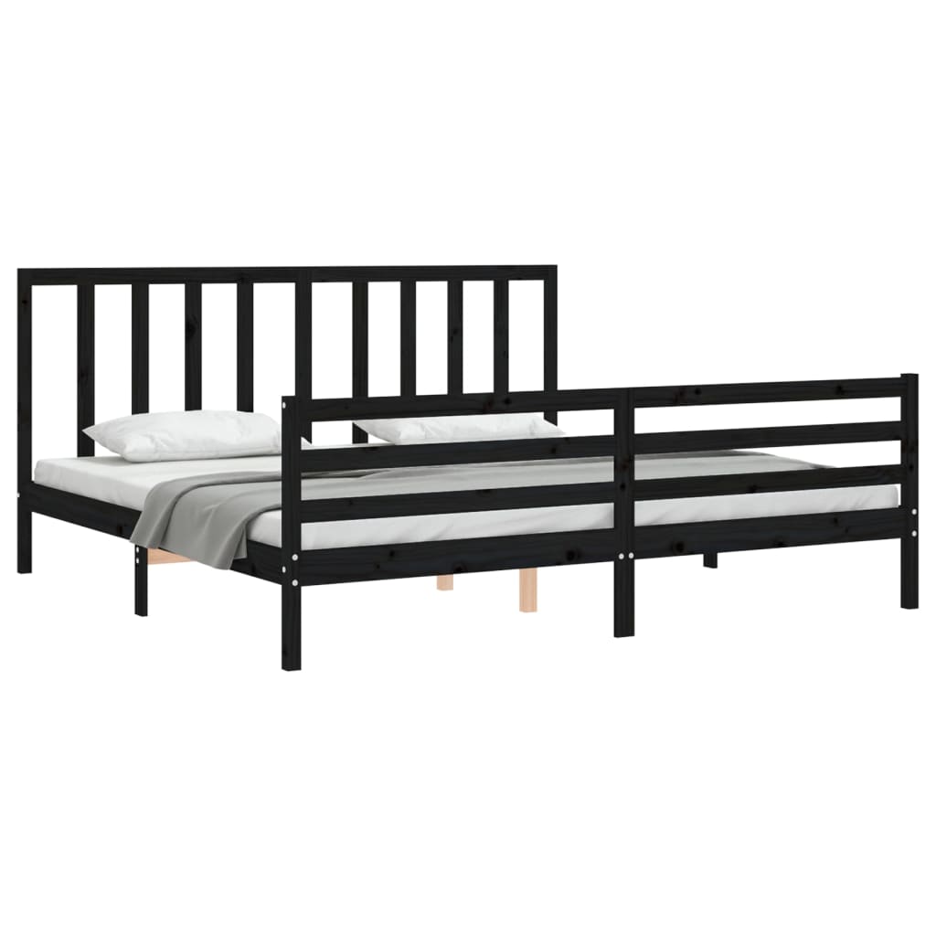 Bed Frame without Mattress Black 183x203 cm King Solid Wood Pine