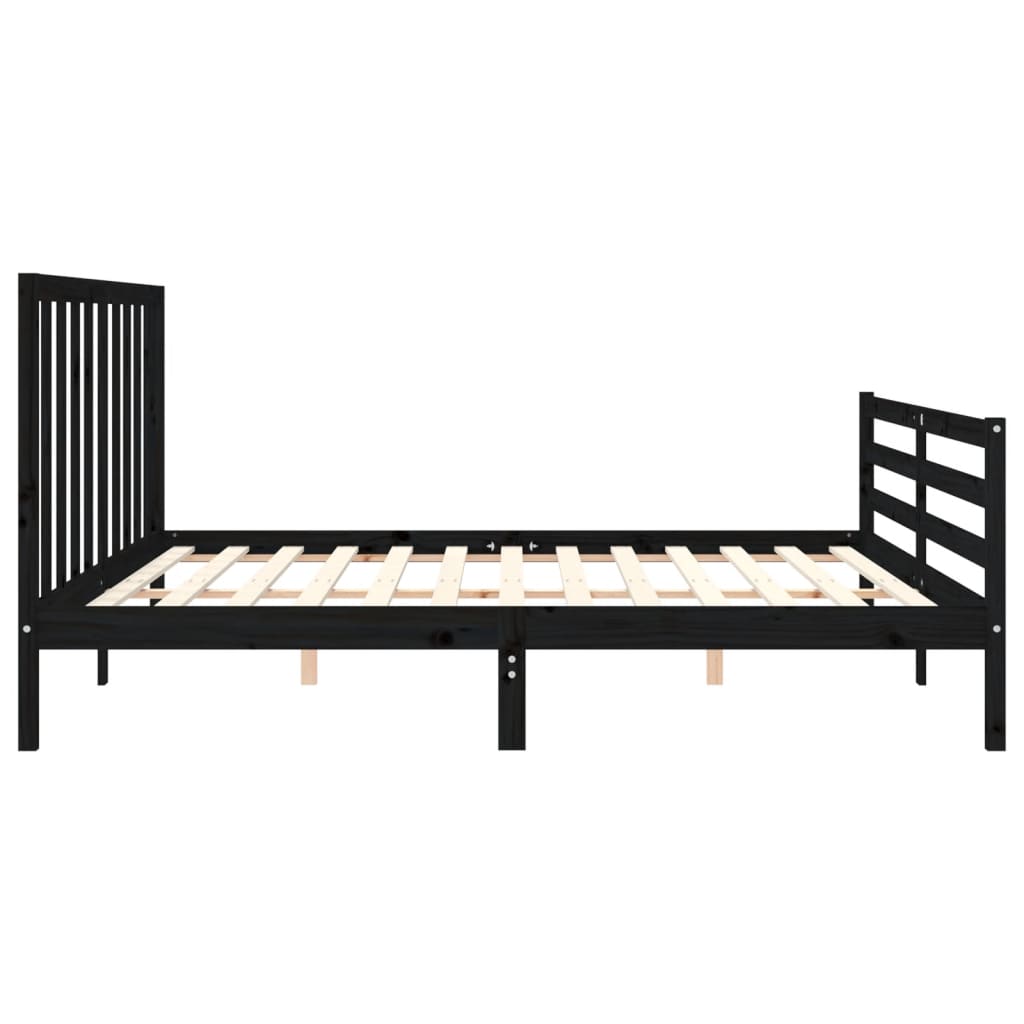 Bed Frame without Mattress Black 183x203 cm King Solid Wood Pine