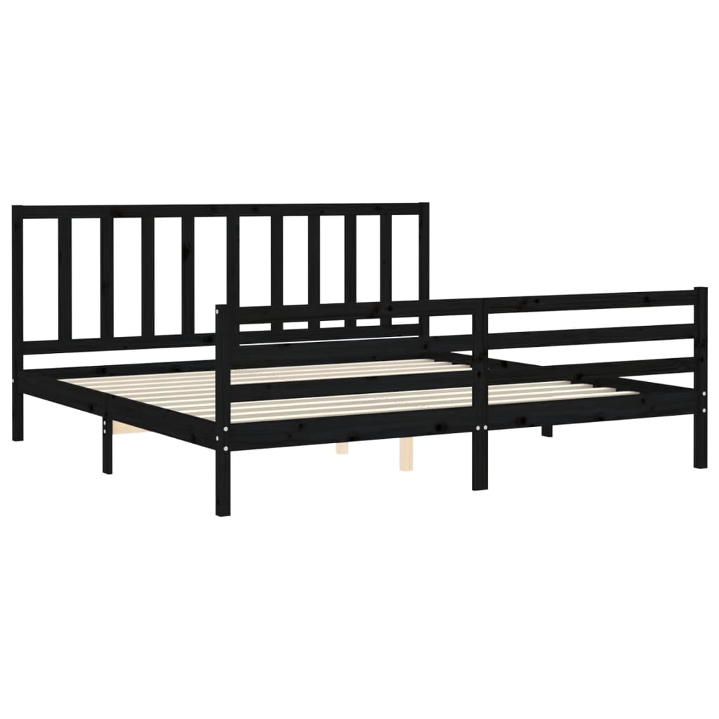 Bed Frame without Mattress Black 183x203 cm King Solid Wood Pine