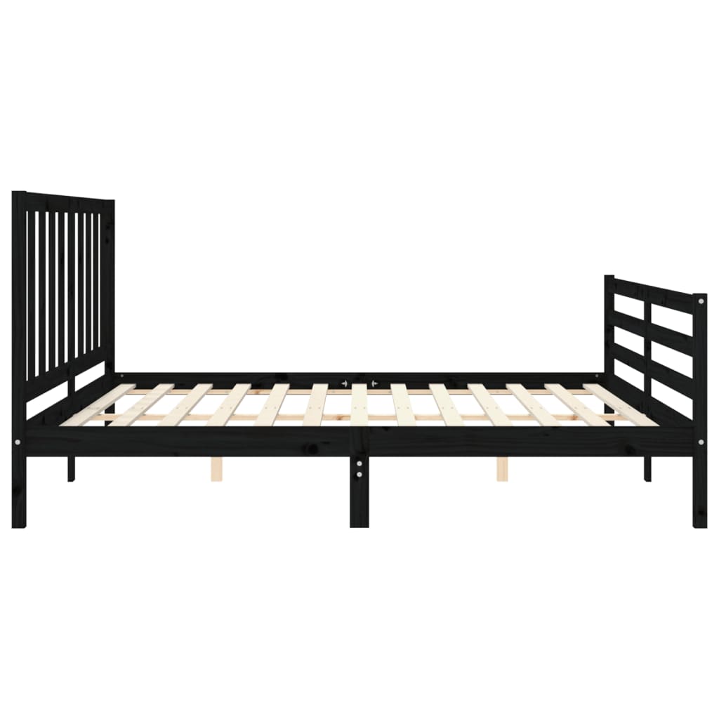 Bed Frame without Mattress Black 183x203 cm King Solid Wood Pine